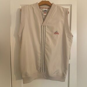 Adidas GOLF Cream V-Neck Windbreaker Vest with Black Stripes